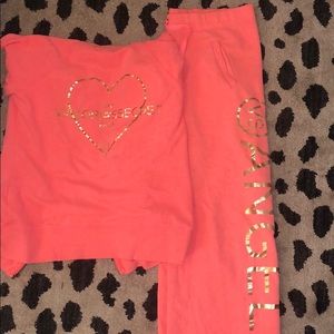 Victoria’s Secret coral sweat suit (matching set)